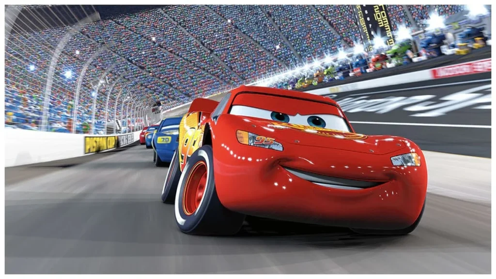 Iconic red cartoon character Lightning McQueen from Cars