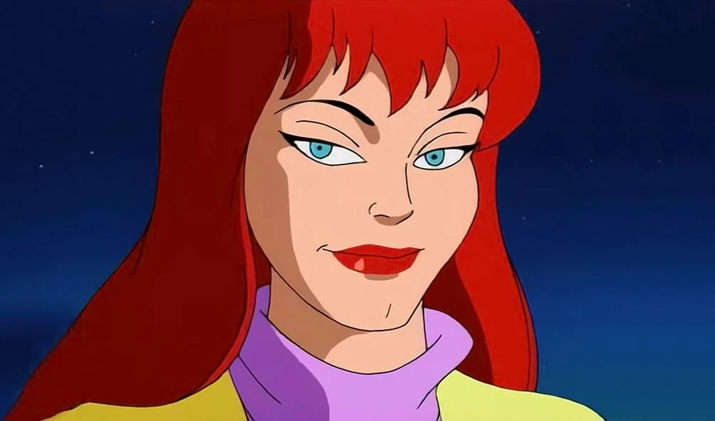 Red hair cartoon character Mary Jane Watson from the Marvel Universe