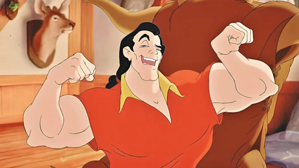 Long chin cartoon character: Gaston from Beauty and the Beast
